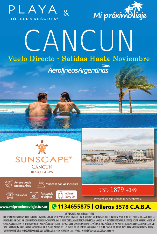 CANCUN con PLAYA RESORTS - VUELO DIRECTO y SALIDAS HASTA NOVIEMBRE